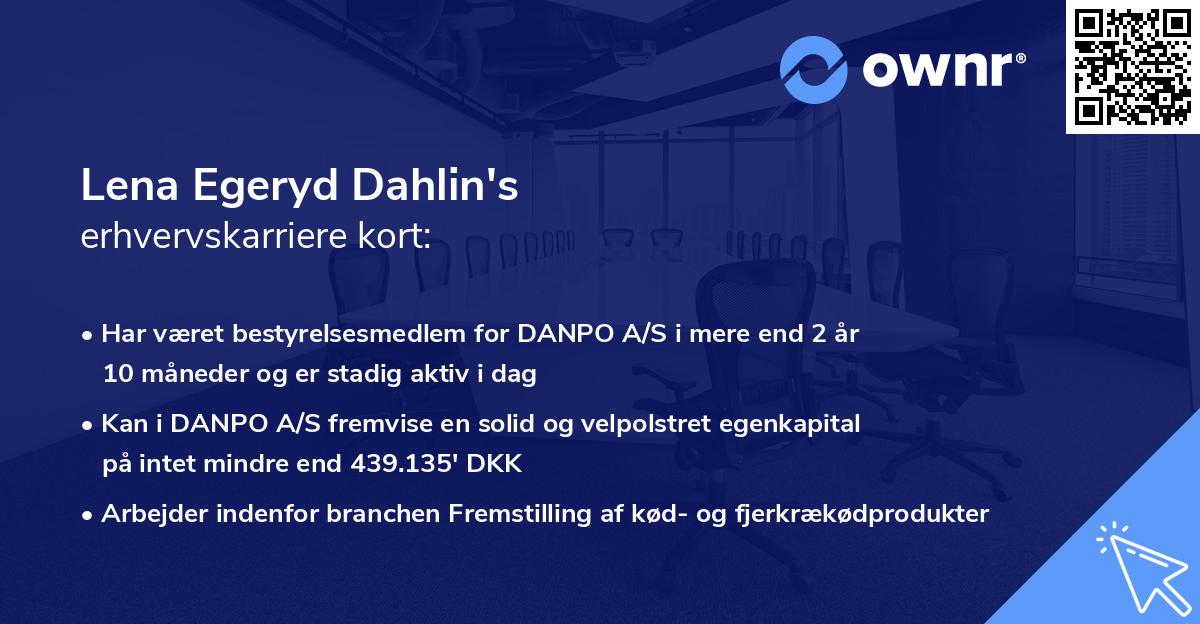 Lena Egeryd Dahlin's erhvervskarriere kort