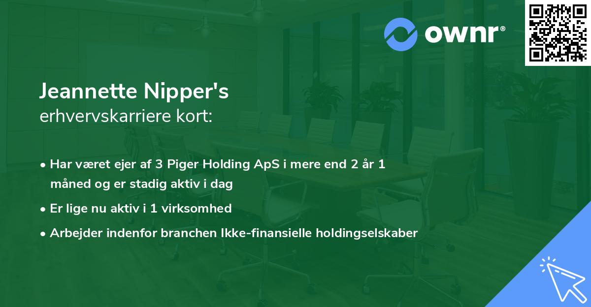 Jeannette Nipper's erhvervskarriere kort