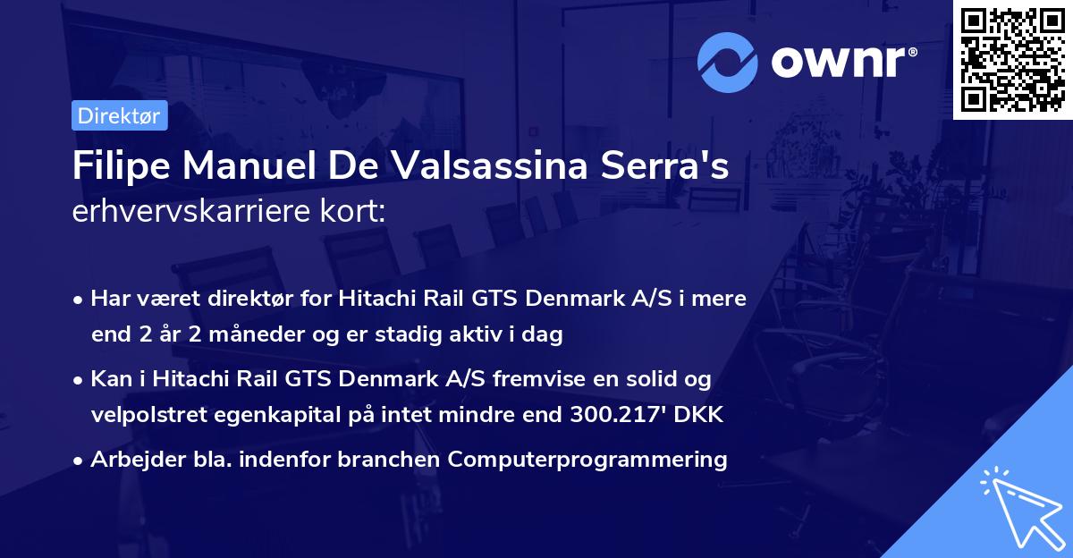 Filipe Manuel De Valsassina Serra's erhvervskarriere kort