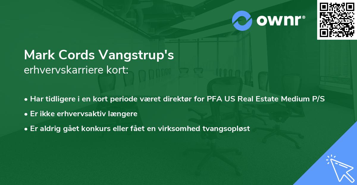 Mark Cords Vangstrup's erhvervskarriere kort