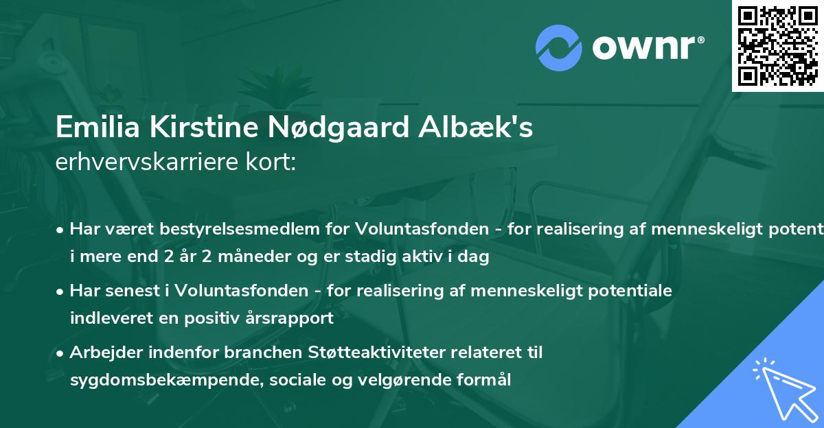 Emilia Kirstine Nødgaard Albæk's erhvervskarriere kort
