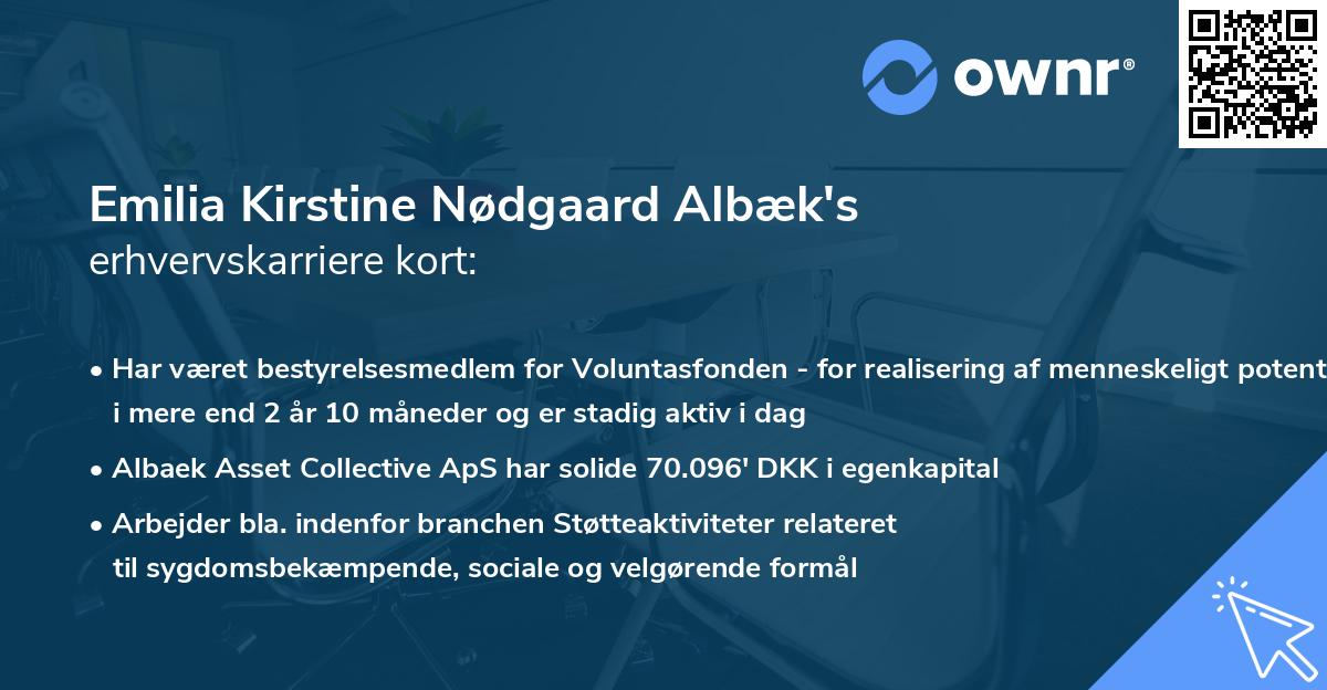 Emilia Kirstine Nødgaard Albæk's erhvervskarriere kort