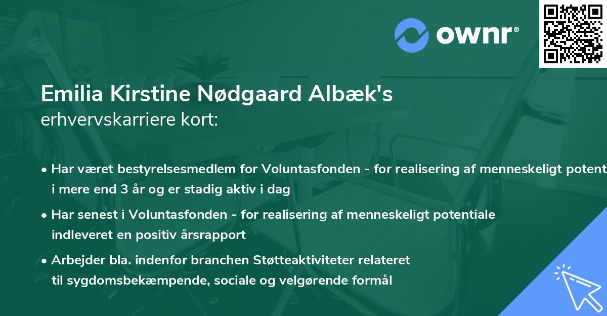 Emilia Kirstine Nødgaard Albæk's erhvervskarriere kort