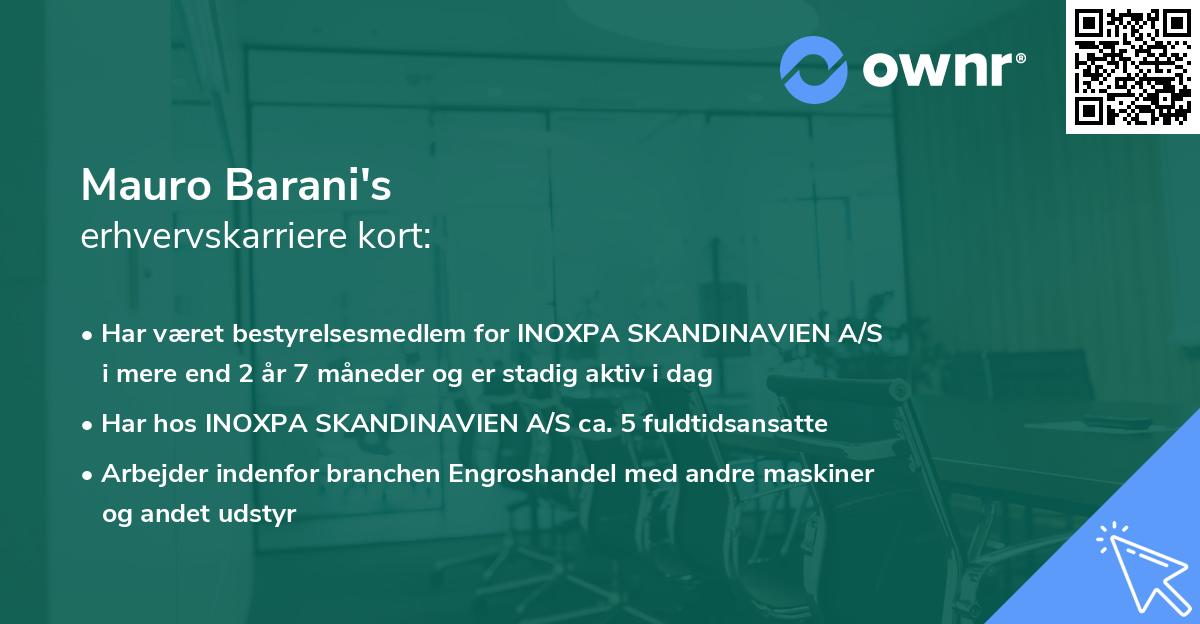 Mauro Barani's erhvervskarriere kort