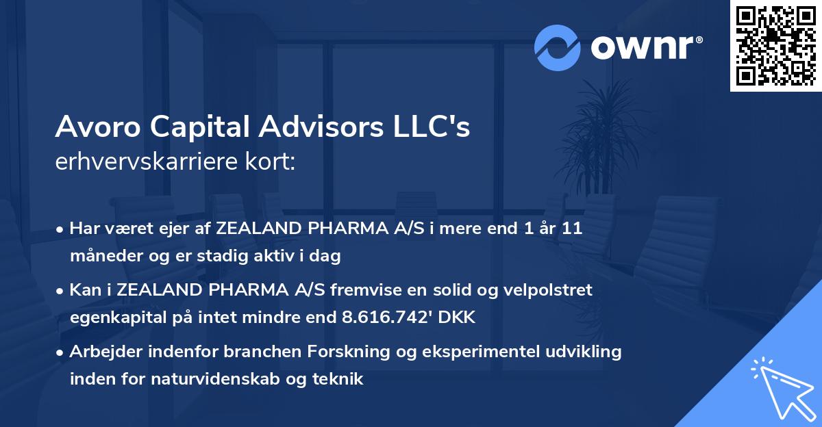 Avoro Capital Advisors LLC's erhvervskarriere kort