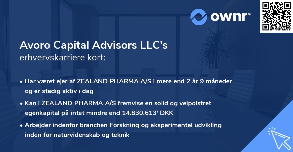 Avoro Capital Advisors LLC's erhvervskarriere kort