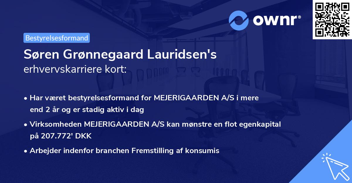 Søren Grønnegaard Lauridsen's erhvervskarriere kort