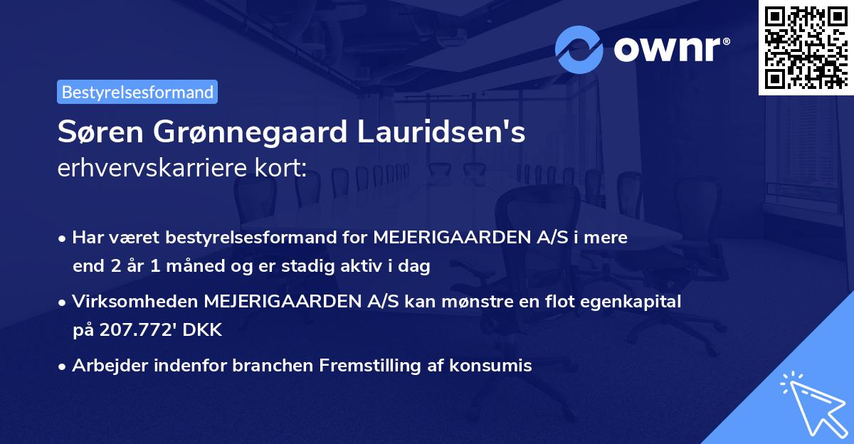 Søren Grønnegaard Lauridsen's erhvervskarriere kort