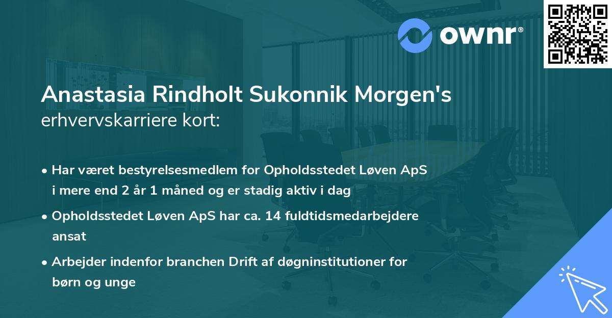 Anastasia Rindholt Sukonnik Morgen's erhvervskarriere kort