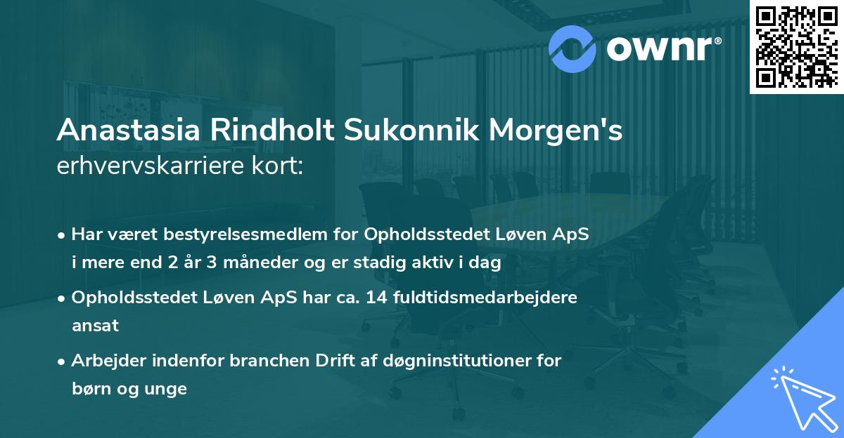 Anastasia Rindholt Sukonnik Morgen's erhvervskarriere kort