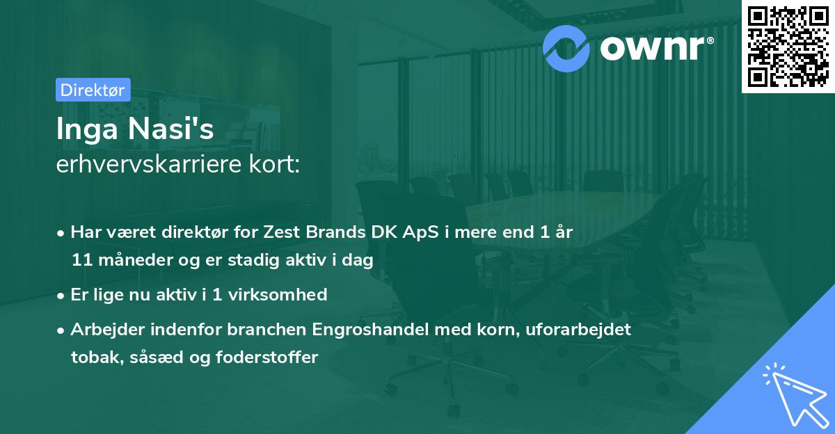 Inga Nasi's erhvervskarriere kort