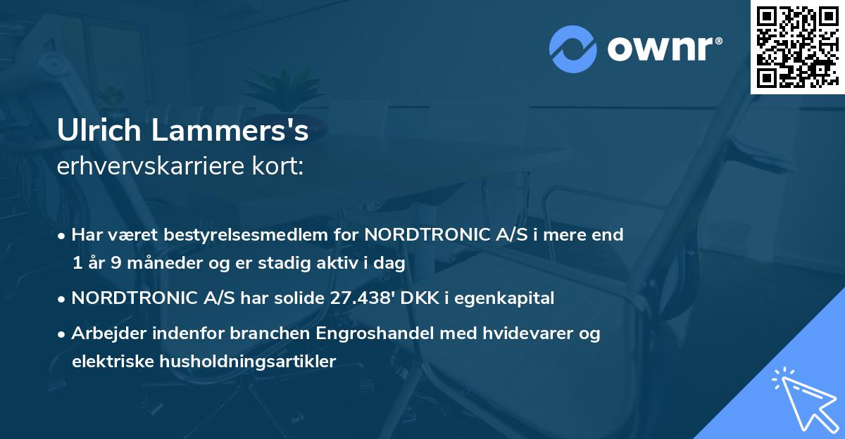 Ulrich Lammers's erhvervskarriere kort