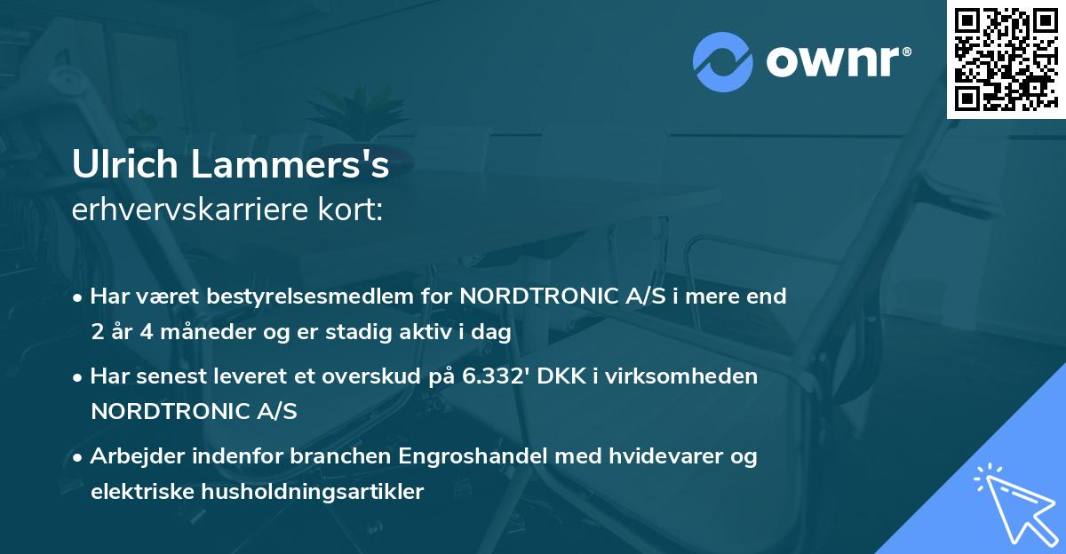 Ulrich Lammers's erhvervskarriere kort
