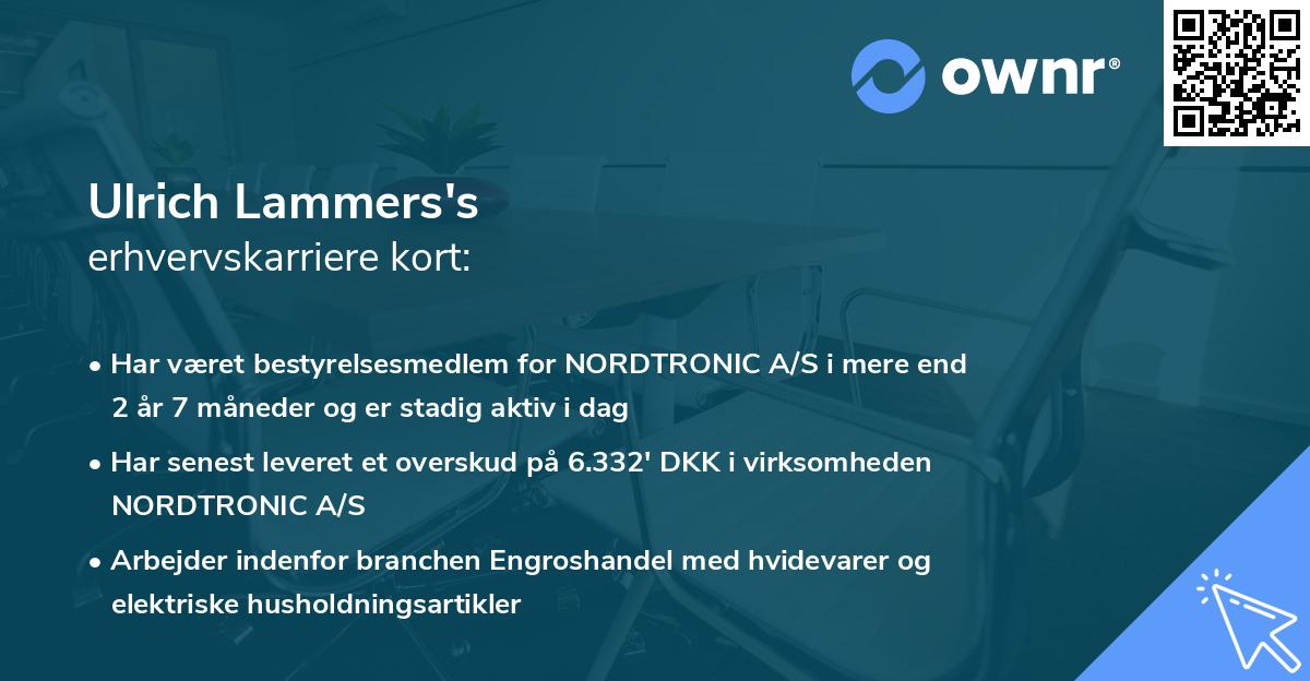 Ulrich Lammers's erhvervskarriere kort