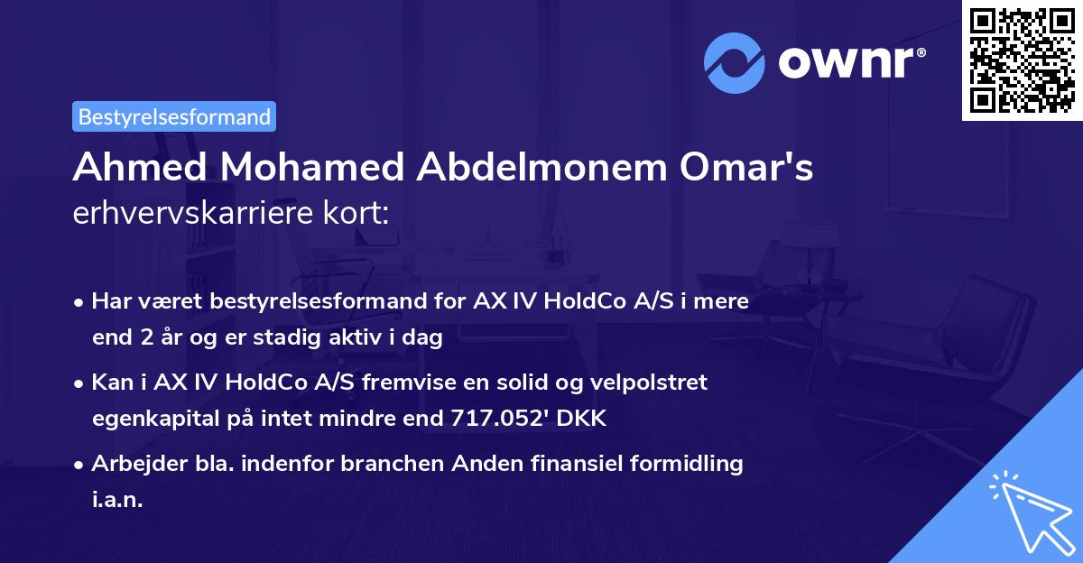 Ahmed Mohamed Abdelmonem Omar's erhvervskarriere kort