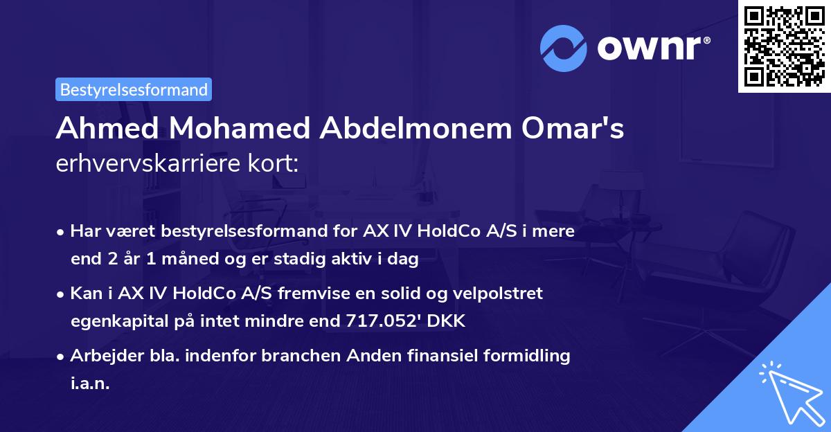 Ahmed Mohamed Abdelmonem Omar's erhvervskarriere kort