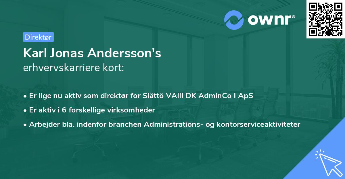 Karl Jonas Andersson's erhvervskarriere kort