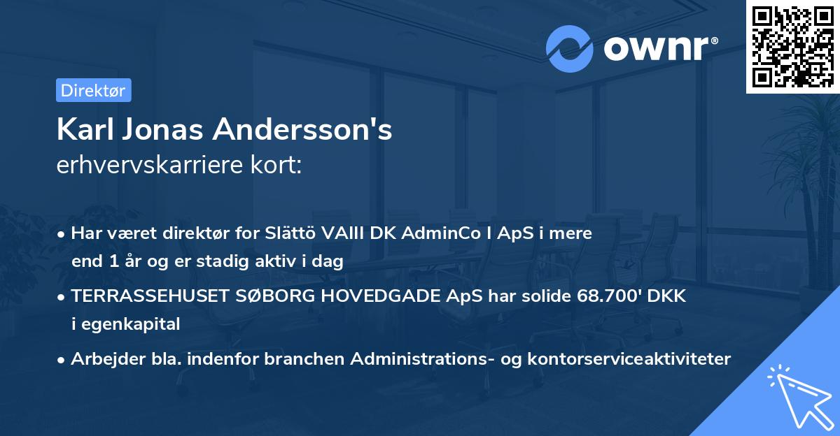 Karl Jonas Andersson's erhvervskarriere kort