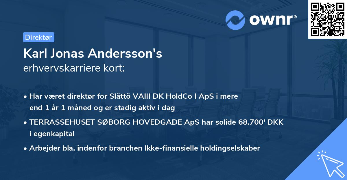 Karl Jonas Andersson's erhvervskarriere kort