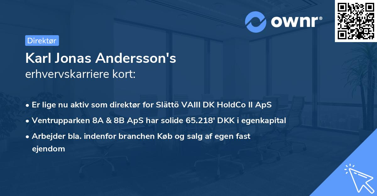 Karl Jonas Andersson's erhvervskarriere kort