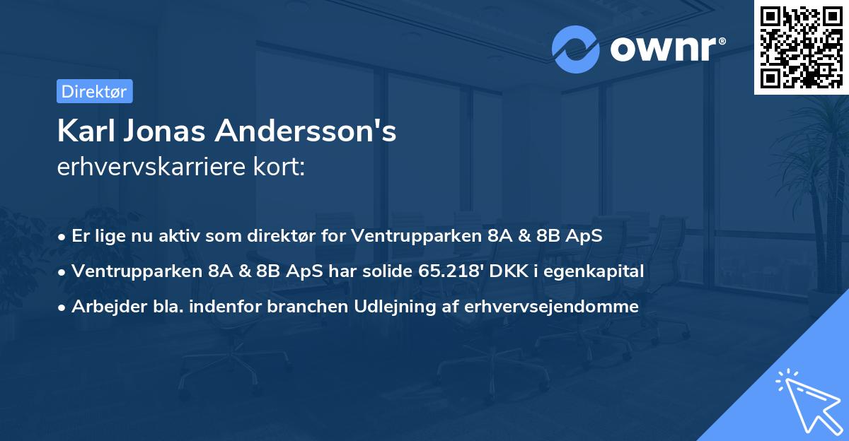 Karl Jonas Andersson's erhvervskarriere kort