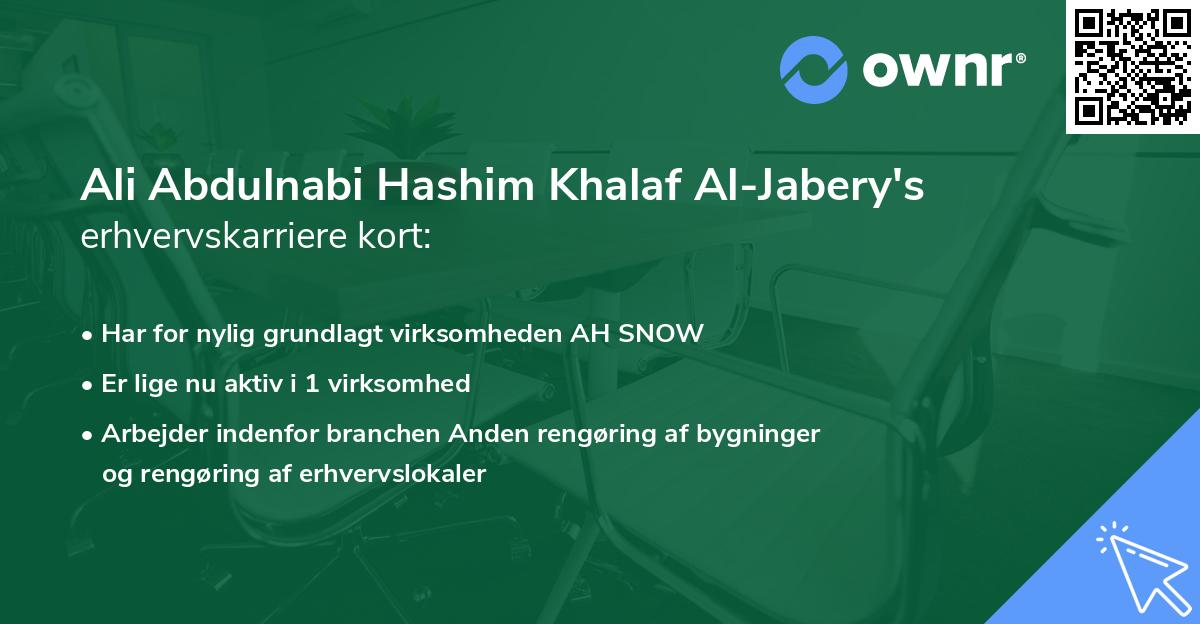 Ali Abdulnabi Hashim Khalaf Al-Jabery's erhvervskarriere kort