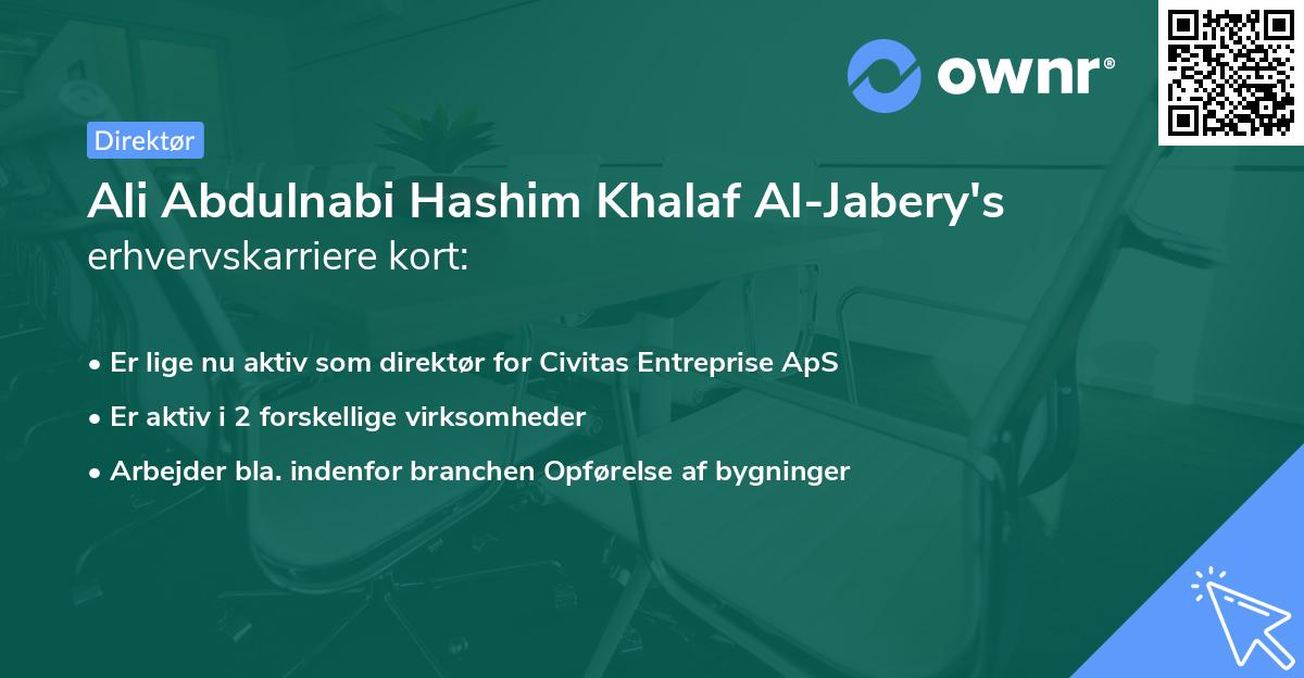 Ali Abdulnabi Hashim Khalaf Al-Jabery's erhvervskarriere kort