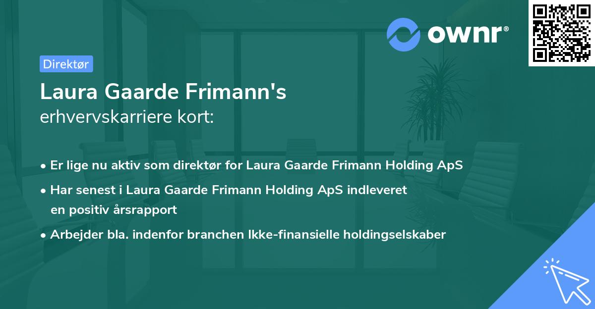 Laura Gaarde Frimann's erhvervskarriere kort