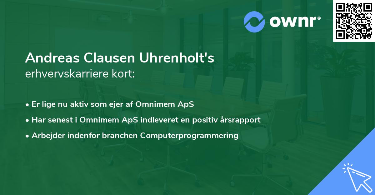 Andreas Clausen Uhrenholt's erhvervskarriere kort