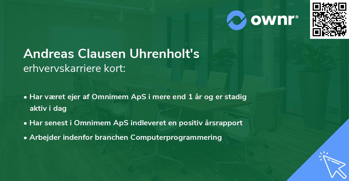 Andreas Clausen Uhrenholt's erhvervskarriere kort