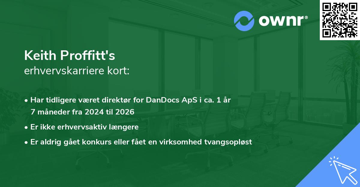 Keith Proffitt's erhvervskarriere kort