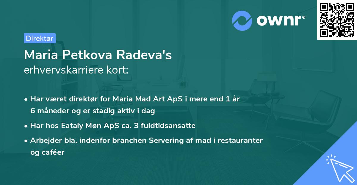 Maria Petkova Radeva's erhvervskarriere kort