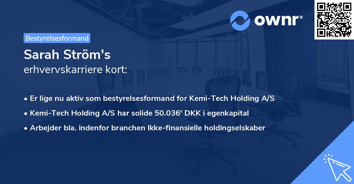 Sarah Ström's erhvervskarriere kort