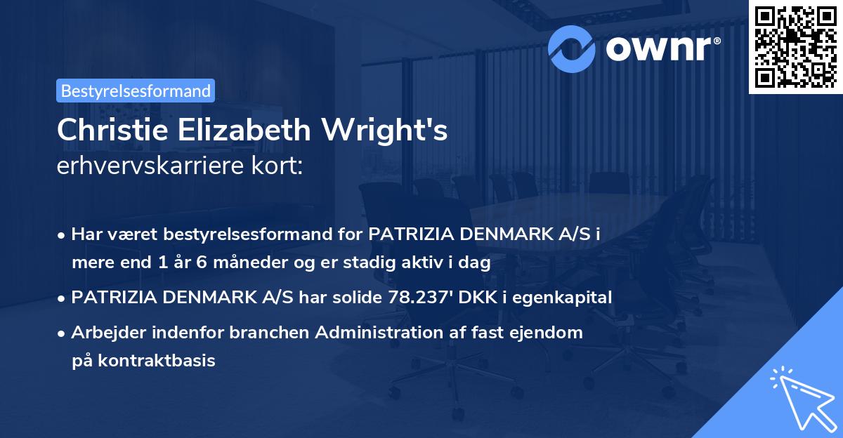 Christie Elizabeth Wright's erhvervskarriere kort