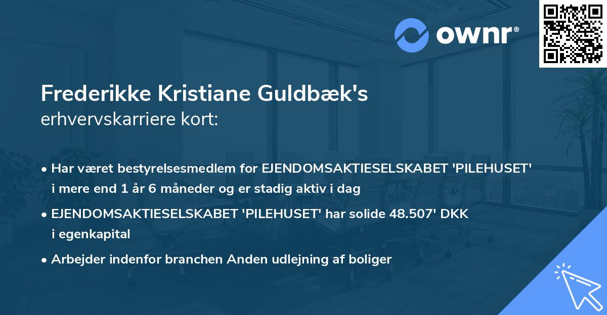 Frederikke Kristiane Guldbæk's erhvervskarriere kort