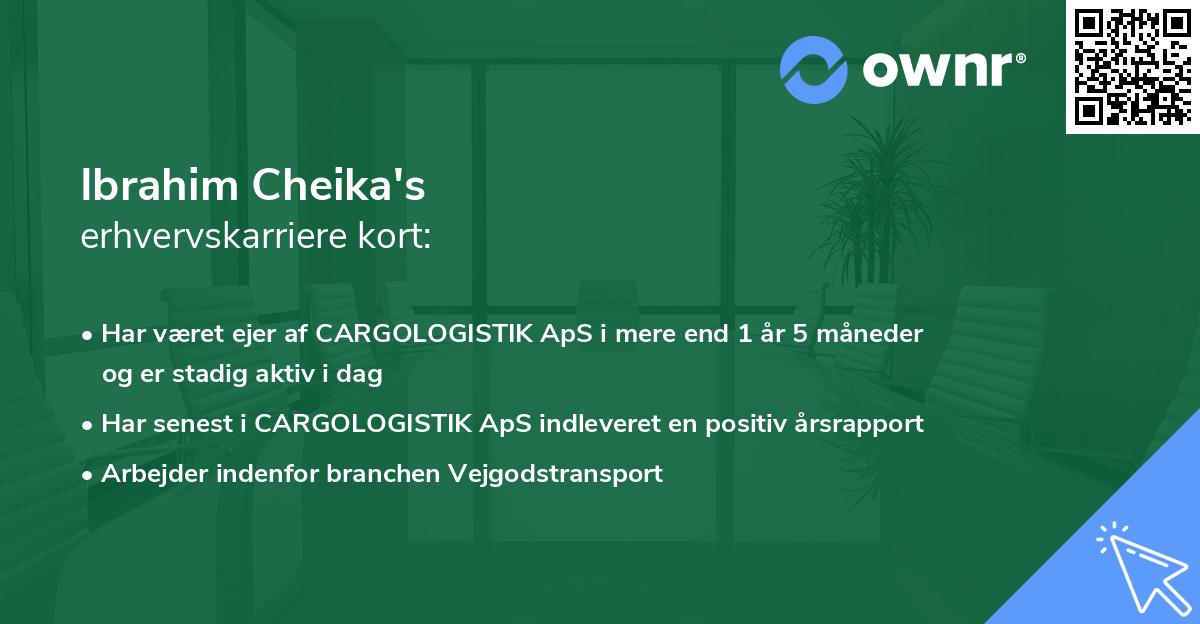 Ibrahim Cheika's erhvervskarriere kort