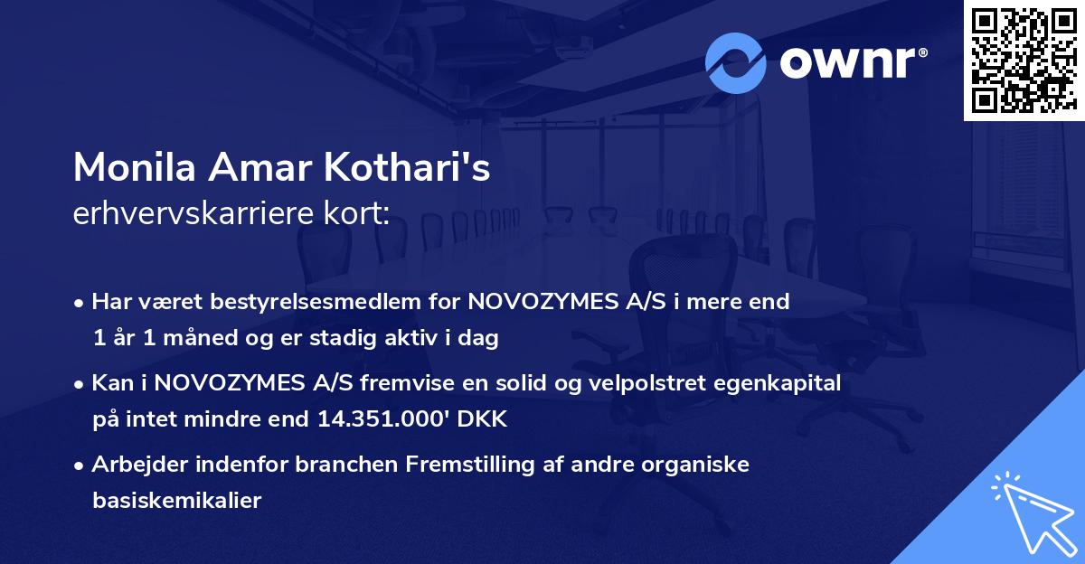 Monila Amar Kothari's erhvervskarriere kort