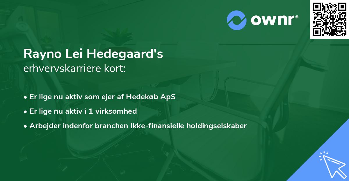 Rayno Lei Hedegaard's erhvervskarriere kort