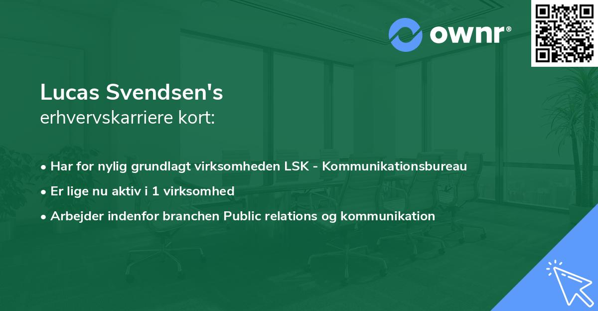Lucas Svendsen's erhvervskarriere kort