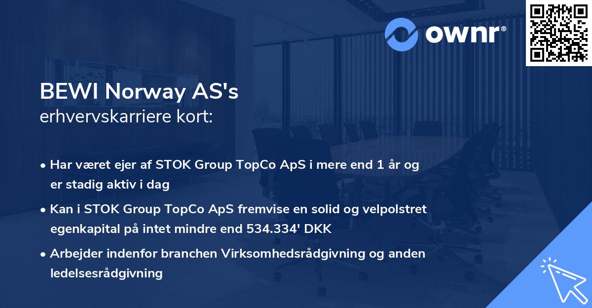 BEWI Norway AS's erhvervskarriere kort