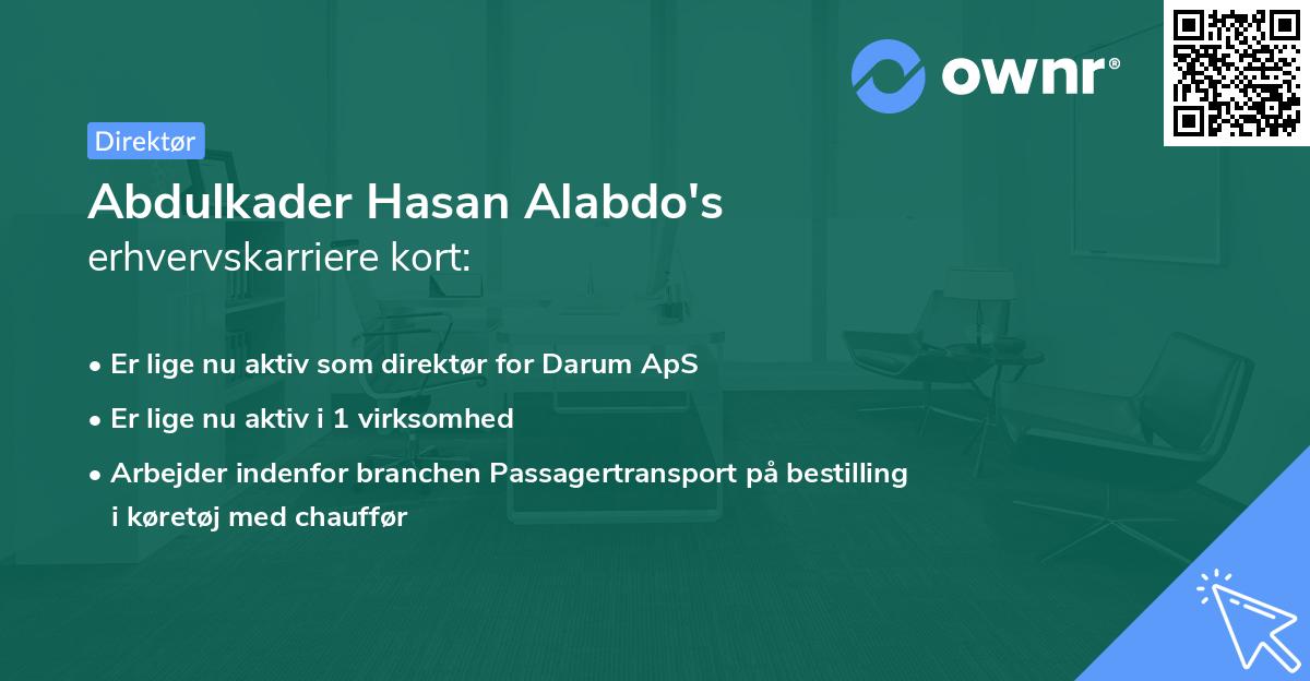 Abdulkader Hasan Alabdo's erhvervskarriere kort