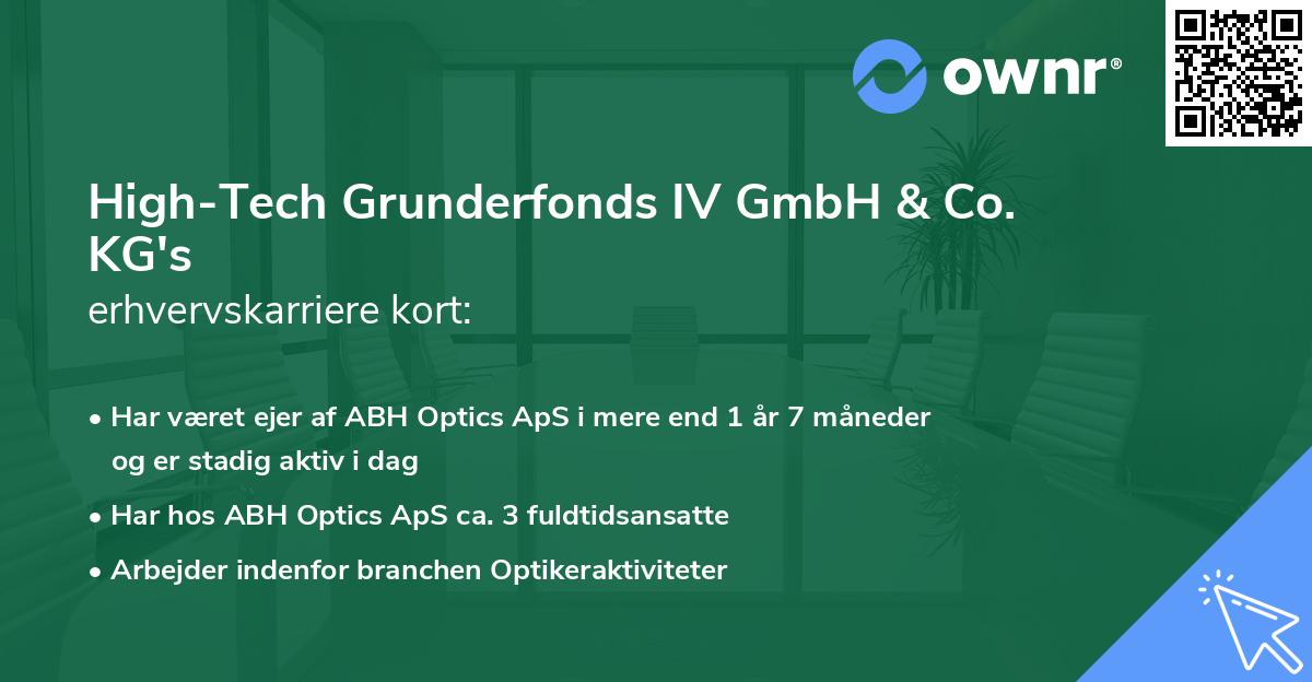 High-Tech Grunderfonds IV GmbH & Co. KG's erhvervskarriere kort