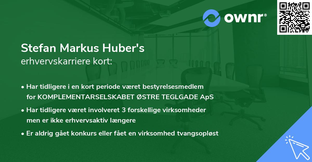 Stefan Markus Huber's erhvervskarriere kort