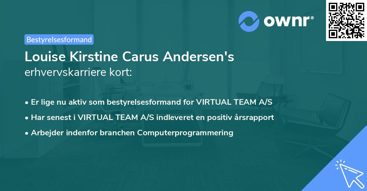 Louise Kirstine Carus Andersen's erhvervskarriere kort