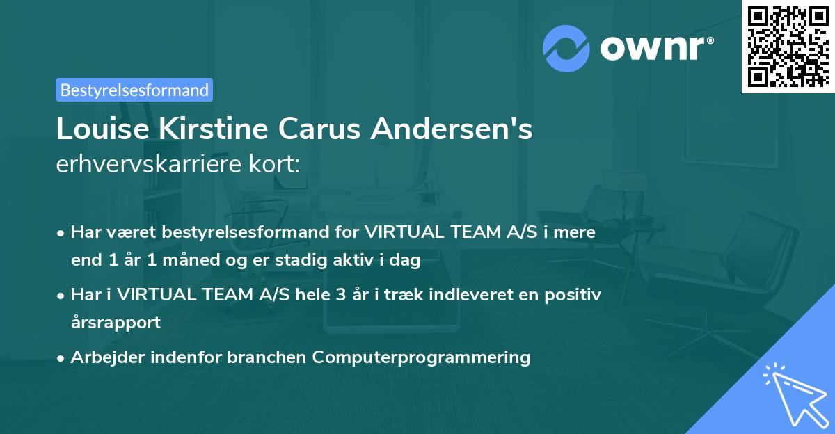 Louise Kirstine Carus Andersen's erhvervskarriere kort