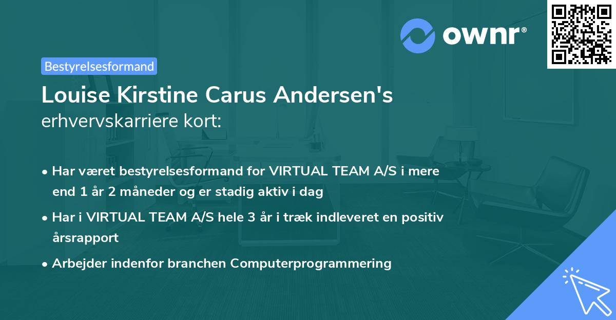 Louise Kirstine Carus Andersen's erhvervskarriere kort
