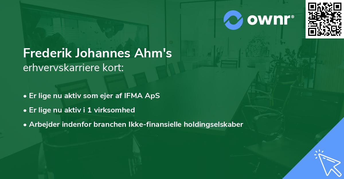 Frederik Johannes Ahm's erhvervskarriere kort