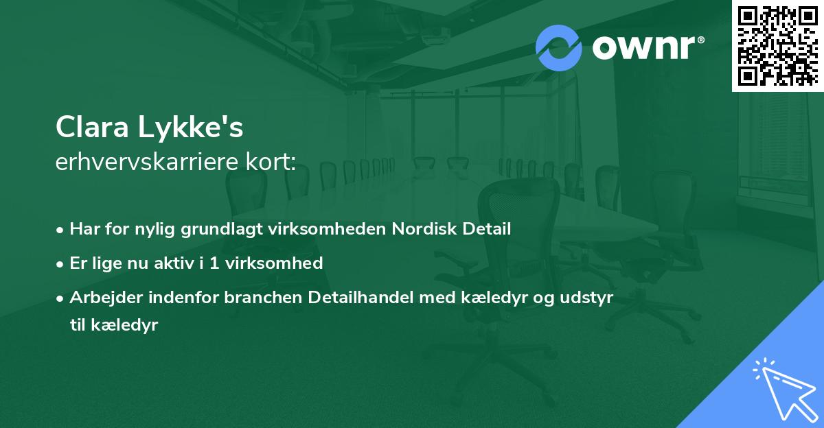 Clara Lykke's erhvervskarriere kort