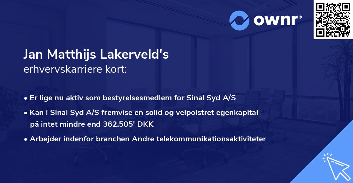 Jan Matthijs Lakerveld's erhvervskarriere kort