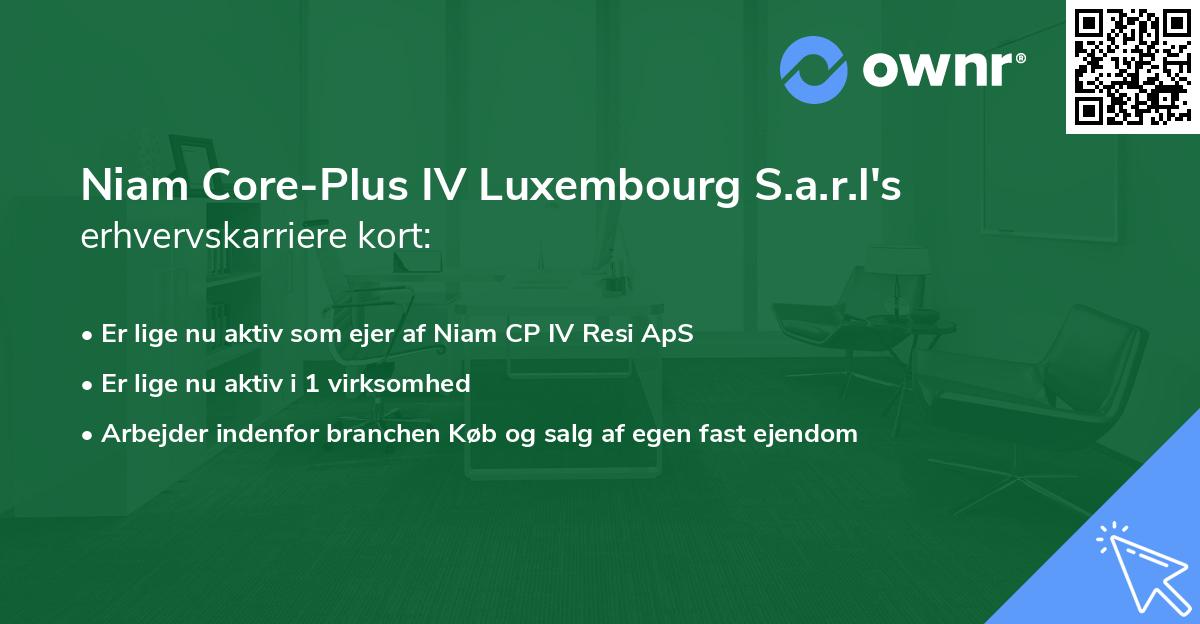 Niam Core-Plus IV Luxembourg S.a.r.l's erhvervskarriere kort